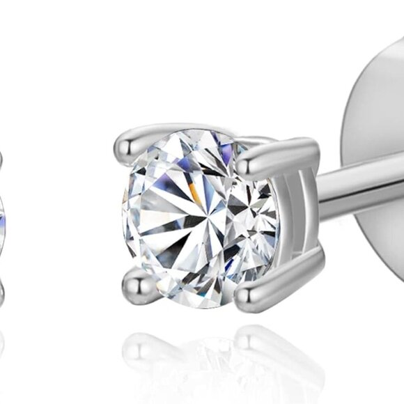 AAA-Grade Cubic Zirconia Stud Earrings in 925 Sterling Silver - Versatile Sizes - Picture 1 of 4